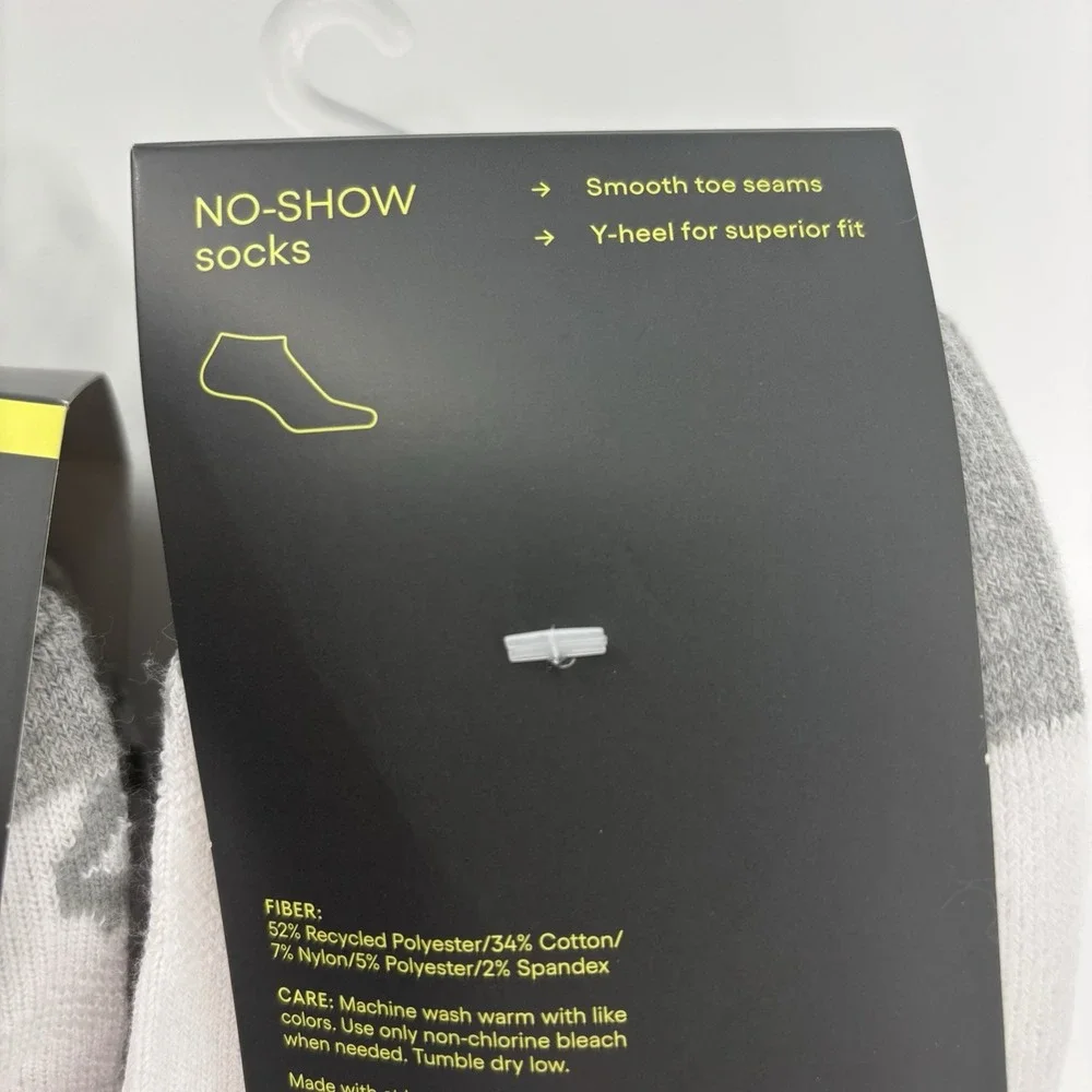 2 Packs/12 Pair All In Motion No Show Socks Men Size 12-15 White Big/Tall Active